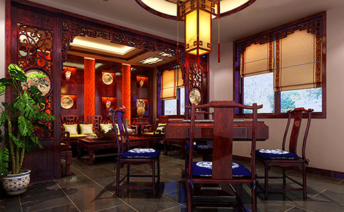 什玲镇古典中式风格茶楼包间设计装修效果图